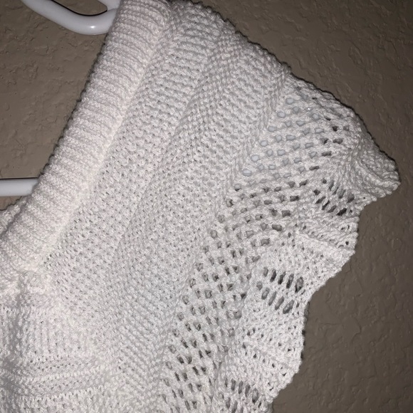 NWOT⚡️Francesca’s Crochet Knit Top White - Picture 7 of 7